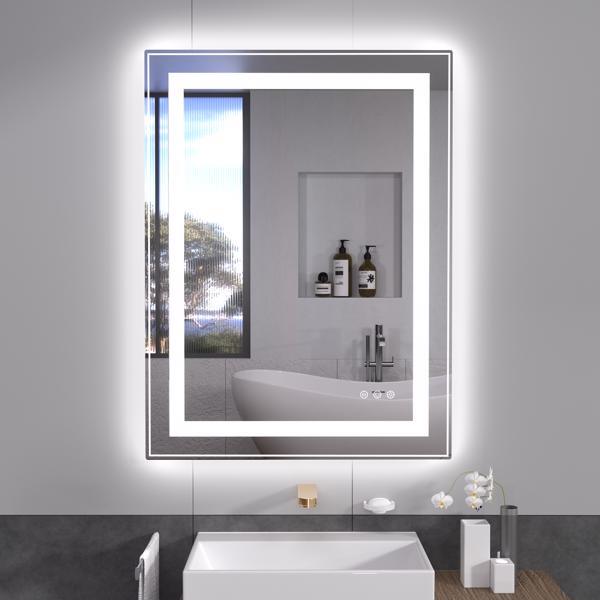 dropship LED Mirror for Bathroom 24x40 with Lights, Anti-Fog, Dimmable, Backlit + Front Lit, Lighted Bathroom Vanity Mirror for Wall, Memory Function, Tempered Glass
