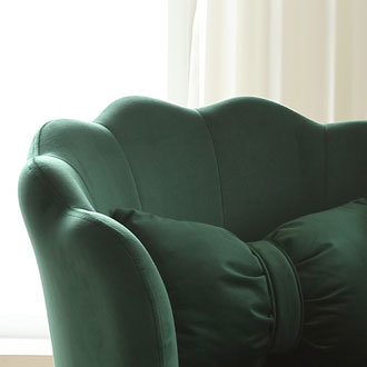 dropship Vanbow.Velvet Wooden foot casual lotus chair with waist pillow(GREEN)
