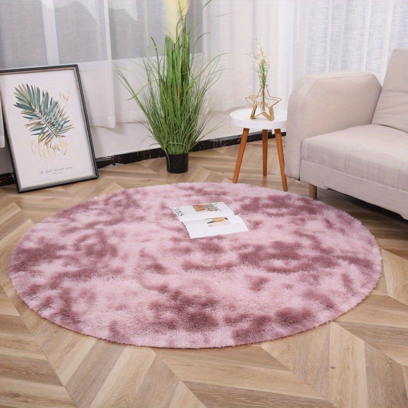 dropship 1pc, Tie-Dye Plush PV Velvet Area Rug, 62.99", American Style Round Rug, Floor Decor