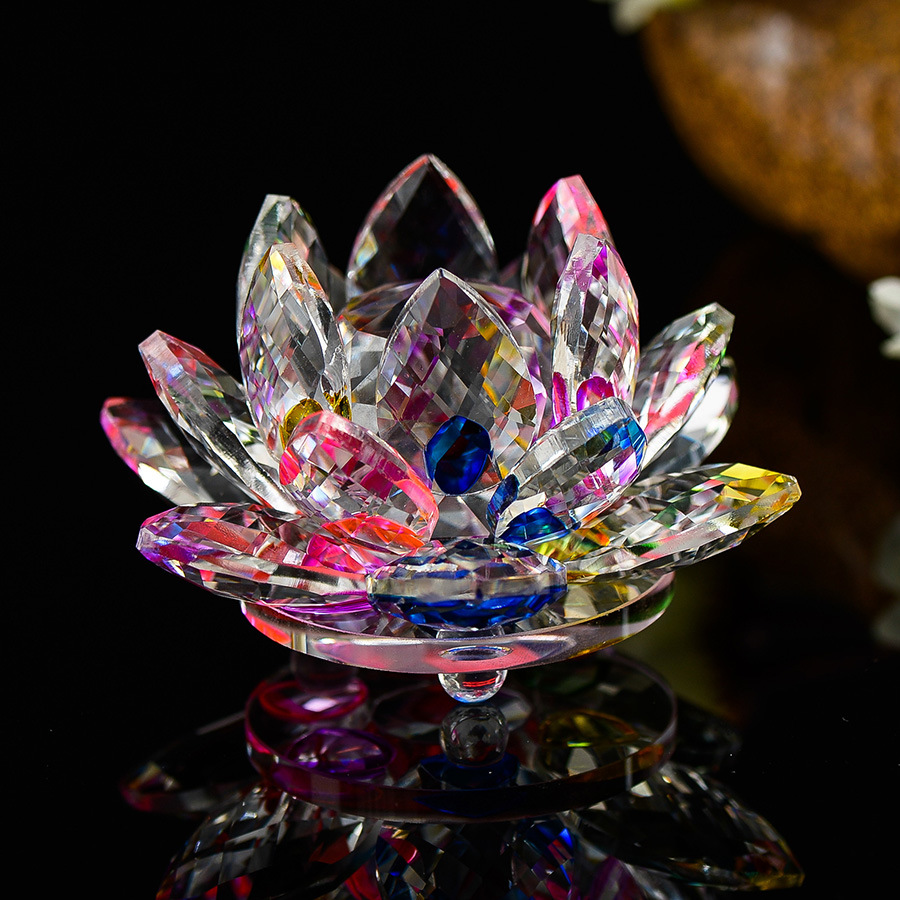 dropship 80 mm Feng shui Quartz Crystal Lotus Flower Crafts Glass Paperweight Ornaments Figurines Home Wedding Party Decor Gifts Souvenir