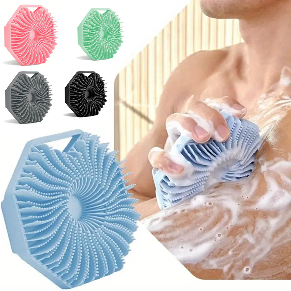 dropship 2pcs Natural Silicone Body Brush for Exfoliating and Massage - Soft Scrubber for Shower and Bath