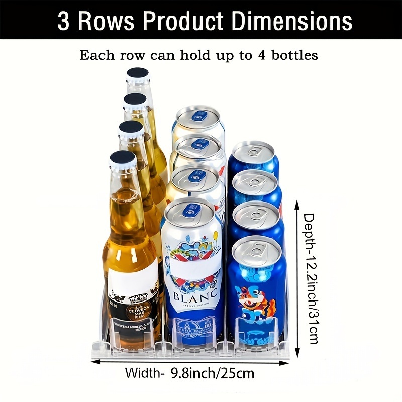 dropship 1 Set 3/4/5 Rows Soda Can Dispenser, Refrigerator Bottle Can Organizer, Self-Pushing Soda Can Dispenser Holds Up To 12 Cans, Beverage Storage For Pantry/Vending Machine